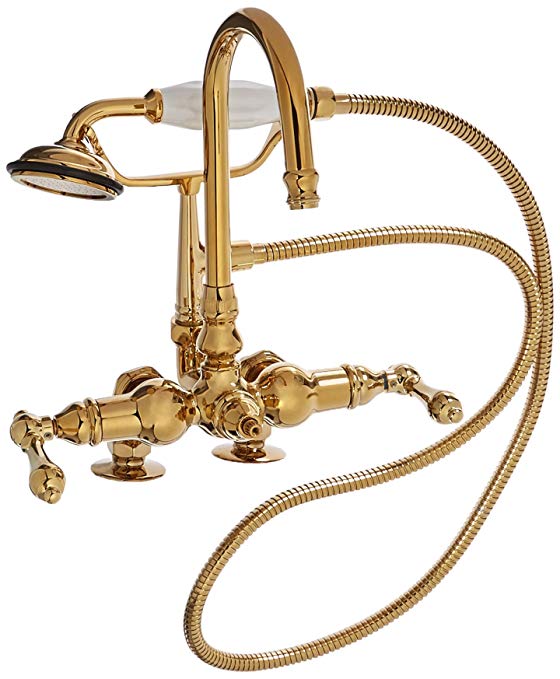 Kingston Brass CC13T2 Vintage Leg Tub Filler with Hand Shower and 2-Inch Risers, Polished Brass