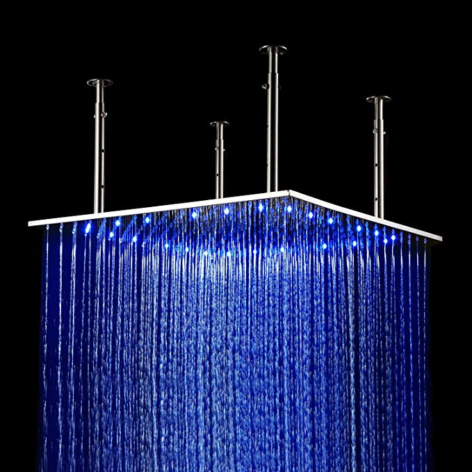 24 Inch Large Luxury Square Temperature 3 Color LED Water Saving Showerheads