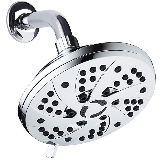 Super Value Pack! AquaDance High Pressure 6-inch / 6-Setting Premium Rain Shower Head Plus HotelSpa Chrome-plated Waterproof Bluetooth Shower Speaker