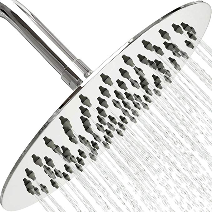 Rain Shower Head Stainless Steel – [NEW 2019] High Pressure 8 In Rainfall Bathroom Powerful Spray Shower Heads – Best High Flow Fixed Luxury Chrome SPA Showerhead with Adjustable Metal Swivel Ball