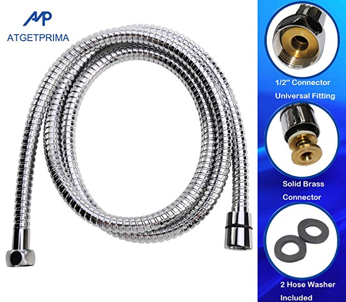 Shower Hose,ATGETPRIMA Primaflex 59-Inch Stainless Steel Handheld Shower Head Hose with Brass Fittings