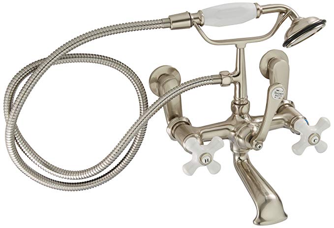 Kingston Brass CC59T8 Vintage Leg Tub Filler with Hand Shower, Satin Nickel