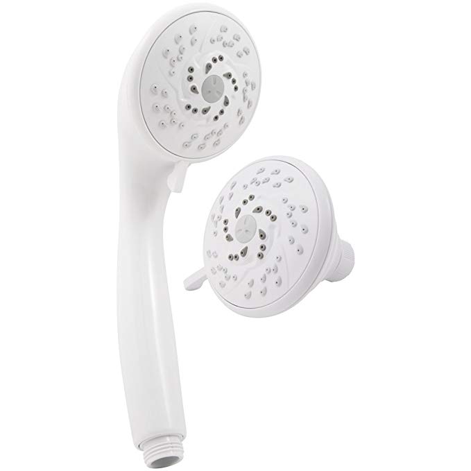 Body Moods Combo Handheld with Fixed Shower Head - 3 Spray Settings & 9 Spray Combinations, White