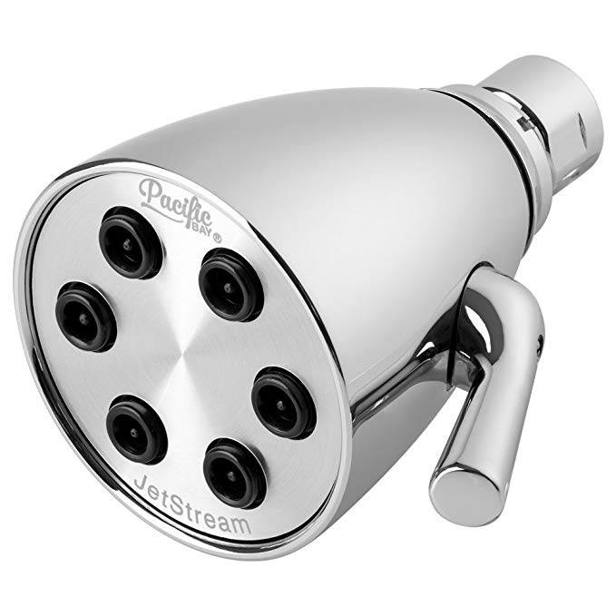 JetStream 6-Jet Shower Head by Pacific Bay (Chrome) - Features Quick Adjusting Jets, High-Pressure Stream, Durable Gliding Brass Ball Joint, and Flow Control Knob