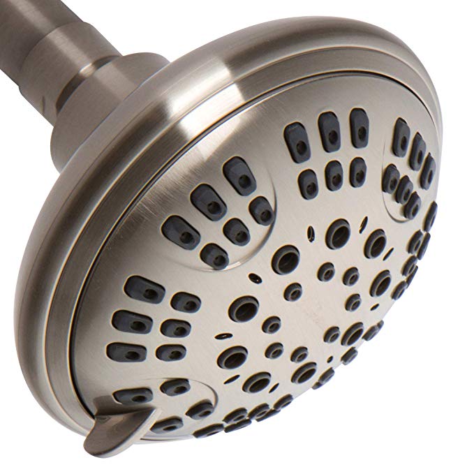 ShowerMaxx | Luxury Spa Series | 6 Spray Settings 4.5 inch Adjustable High Pressure Shower Head | MAXX-imize Your Shower with Easy-to-Remove Flow Restrictor Showerhead | Brushed Nickel Finish